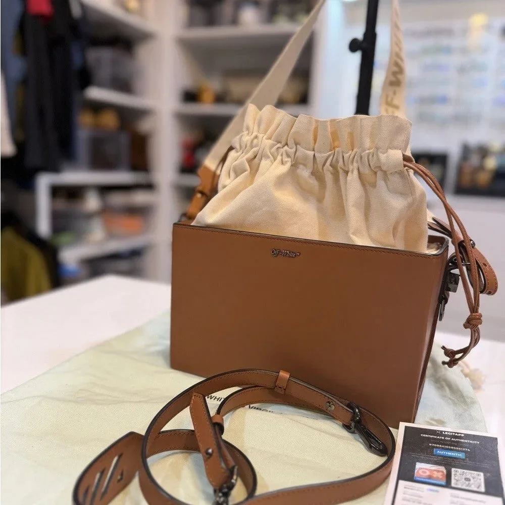 Off-White Brown Leather BOX Bag - Unique!